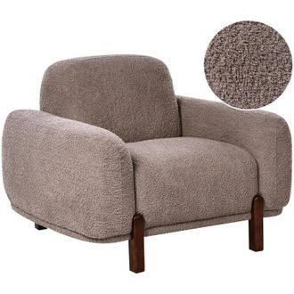 Beliani Armchaie Taupe Boucle Upholstery Soft Modern Organic Low Curvilinear ODNES