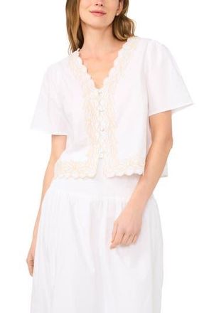 Parker Embroidered Buttoned Cotton Shirt in Bright White at Nordstrom Rack, Size X-Small