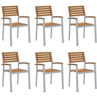 vidaXL Vidaxl - Sillas Apilables Para Jard&iacute;n 6 Pcs De Madera S&oacute;lida De Acacia Y Metal