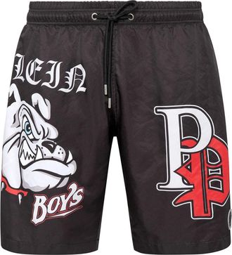 Philipp Plein Swim Trunks Bulldogs - Heren - Strandmode - Zwart - S - Polyester - Badmode