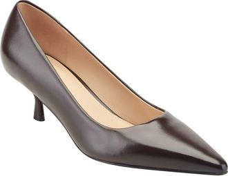 Marc Fisher Calynna Pointed Toe Kitten Heel Pump in Dark Brown/brown at Nordstrom, Size 8.5