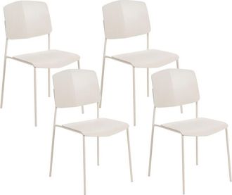 Beliani Conjunto De 4 Sillas Beige Material Sint&eacute;tico Pl&aacute;stico Comedor Astoria