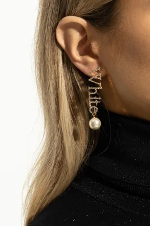 Off-white Earrings With Logo, Womens, Gold