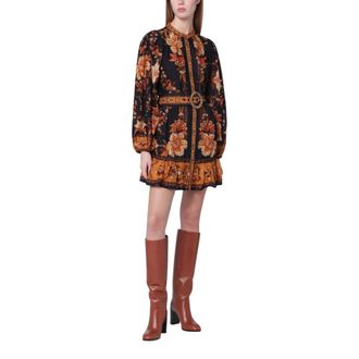 Farm Rio Beaded Buckle Long Sleeve Mini Dress - female - FARM Rio - Short Dresses - Multicolor - M - Dresses