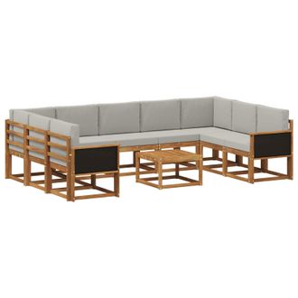 vidaXL Conjunto De Sof&aacute;s De Exterior 10 Pcs Natural Y Gris Claro Vidaxl