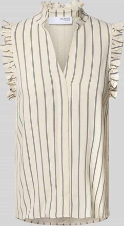 Selected Blusentop aus Viskose-Leinen-Mix Modell VIVA in Beige, Größe 38