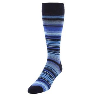 Trafalgar Store Aciano Micro Mulit-Stripe Mid-Calf Dress Socks in Multiple Blues Micro Stripes at Nordstrom