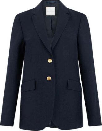 Brooks Brothers Hopsack Virgin Wool Blazer met Goudkleurige Knopen - Dames - Blazers - Blauw - 3XS - Wol - Jassen