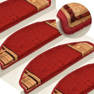 Berkfield Home Self-adhesive Stair Mats 15 pcs Red 65x21x4 cm | Size: Medium