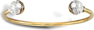 Jewelco London 9ct Yellow and White Gold CZ Collared Torque Baby Bangle Bracelet - JKB072