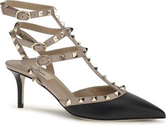 Valentino Garavani Womens Rockstud Pumps Nero-Poudre Calf Leather Bos Taurus Nero/poudre High Heel Shoes