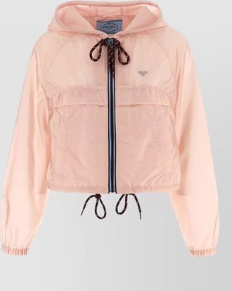 Prada re nylon cropped hooded feather jacket