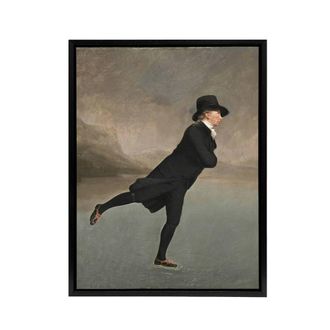 Artery8 Henry Raeburn The Skating Minister Framed Canvas Wall Art Print in Grey | Size: W24 x H32