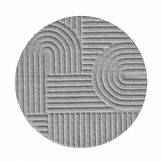 Un amour de tapis Alfombra sal&oacute;n redonda, 160 x 160 cm, geom&eacute;trico en relieve, gris