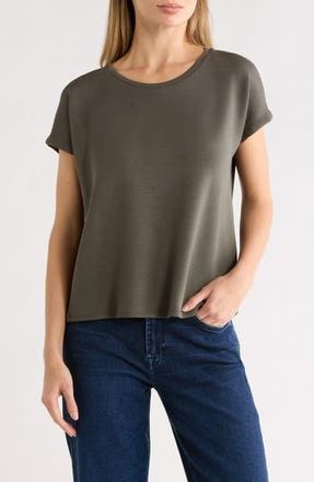 T Tahari Extended Shoulder Crewneck Scuba Knit T-Shirt in Cypress Olive at Nordstrom Rack, Size X-Small
