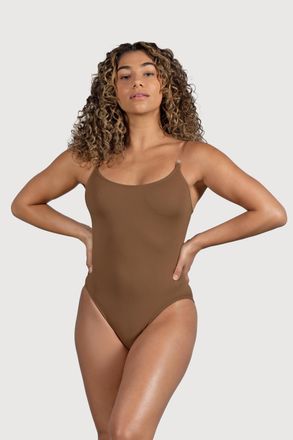 Bloch Ladies Estrella Adjustable Strap Bodysuit, Almond