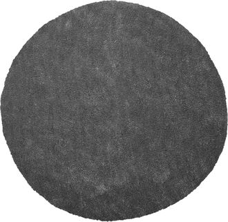 Beliani Alfombra De Pelo Largo Gris Oscuro 140 Cm Redonda Moderna Demre