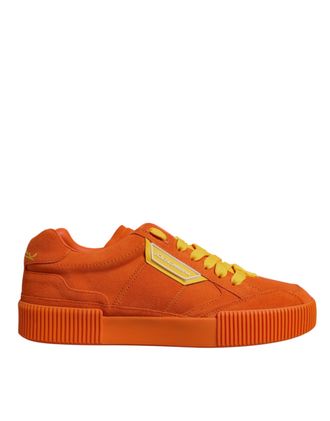 Dolce & Gabbana Mens Portofino Suede Sneakers Orange Leather - Size EU 40
