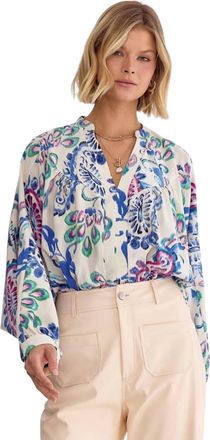 Entro Ansley Draped Back Bodysuit In Blue Multi