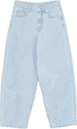 Maje printed cotton wide-leg jeans - women - Cotton - 40 - Blue