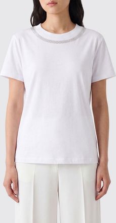 Patrizia Pepe T-shirt girocollo in cotone con ricamo di strass