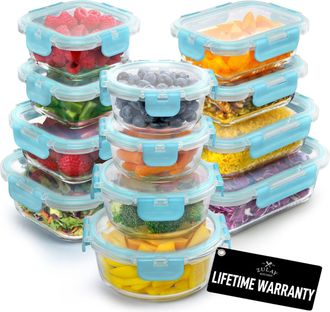 Zulay Kitchen 12-Pack Leakproof Glass Storage Containers with Lids