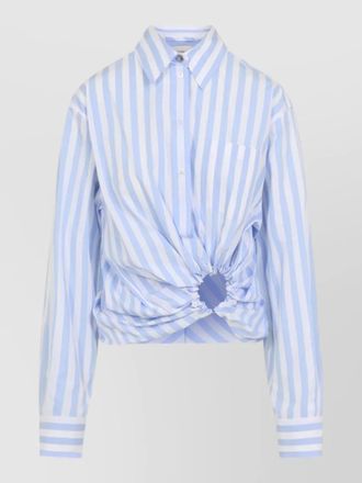 Sportmax cropped striped cotton shirt cutout detail