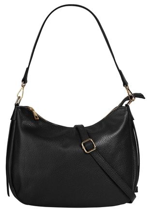 Cluty Umh&auml;ngetasche CLUTY, Damen, Gr. B/H/T: 31cm x 24cm x 7cm onesize, schwarz, Leder, leicht gl&auml;nzend, unifarben, Taschen Umh&auml;ngetasche, echt Leder, Made 