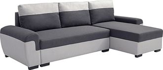 Vente-Unique Sof&aacute; rinconera reversible de tela antracita y gris claro GABY II