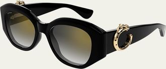 Cartier C-Logo Acetate Butterfly Sunglasses