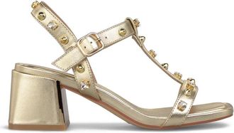 Alma En Pena Metallic Sandal Rhinestones - Dames - Sandalen met hakken - Geel - 36 EU - Leer - Schoenen