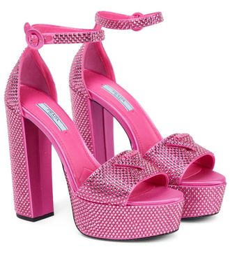 Prada Embellished satin platform sandals