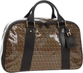 Fendi Pre-owned Zucchino Canvas Boston Bag - Dames - Vintage Weekendtas - Bruin - ONE Size - Leer - Vintage