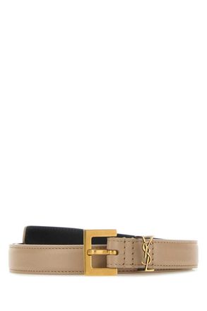Saint Laurent Dark Beige Logo Buckle Belt