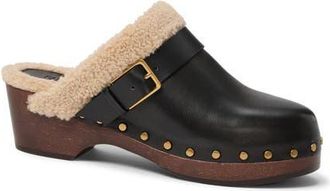 Paige Helena Faux Shearling Clog in Black at Nordstrom, Size 10.5