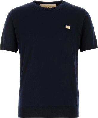 Valentino Garavani VLogo Signature Jersey Trui - Heren - Ronde hals truien - Blauw - S - Wol - Truien & Vesten