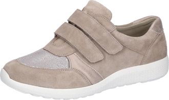 Waldl&auml;ufer Klettschuh WALDL&Auml;UFER M-IRA, Damen, Gr. 4,5 (37,5), grau (taupe), Nappaleder, Textil, Veloursleder, Schuhe Klettschuh, Halbschuh, Komfortschuh in beso