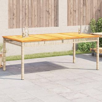 vidaXL Vidaxl - Mesa De Jard&iacute;n Rat&aacute;n Sint&eacute;tico Madera Acacia Beige 180x90x75 Cm