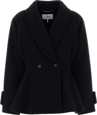 Chlo&eacute; Black Wool Blend Coat