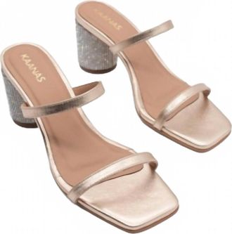 Kaanas Womens Cullinan Sandal With Embellished Heel In Gold