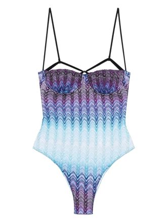 Missoni zigzag-print swimsuit - Blue