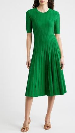 Elie Tahari The Wanda Fit & Flare Sweater Dress in Green Lark at Nordstrom Rack, Size X-Small