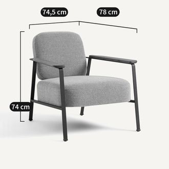 AM.PM Stalen metalen fauteuil met gevlochten gem&ecirc;leerde stof, Abraxas