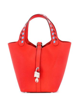 Herm&egrave;s Picotin Lock Bag Tressage Epsom PM bucket bag - women - Calf Leather - One Size - Blue