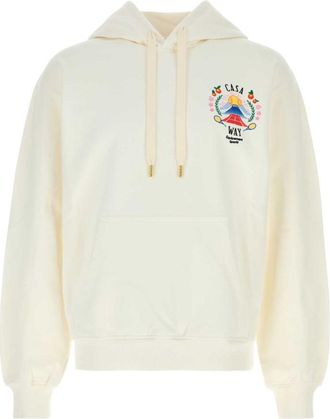 Casablanca White Long Sleeve Logo Hoodie