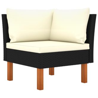 vidaXL Sof&aacute; Esquinero De Rat&aacute;n Sint&eacute;tico Y Madera Maciza De Eucalipto Vidaxl