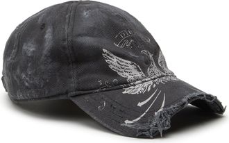 Diesel Distressed baseball cap with Phoenix print - Caps - Man - Black