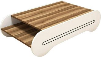 Dmora Mesa De Caf&eacute; Dmicheli, Mesa De Centro Baja, Revistero Para Sof&aacute;, Estante De La Sala De Estar, 120x64h30 Cm, Nogal Y Blanco - Dmora