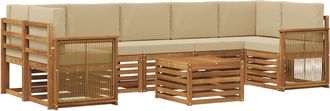 vidaXL Conjunto De Sof&aacute;s De Exterior 8 Uds. Natural Y Beige Vidaxl