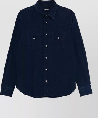 Tom Ford slim fit denim poplin western shirt